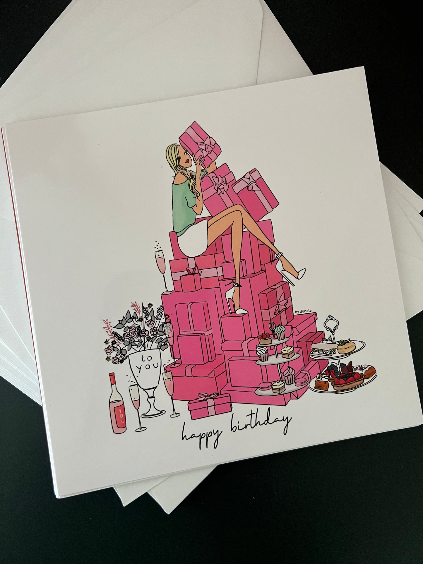Set van 6 wenskaarten inclusief enveloppen (15x15cm)