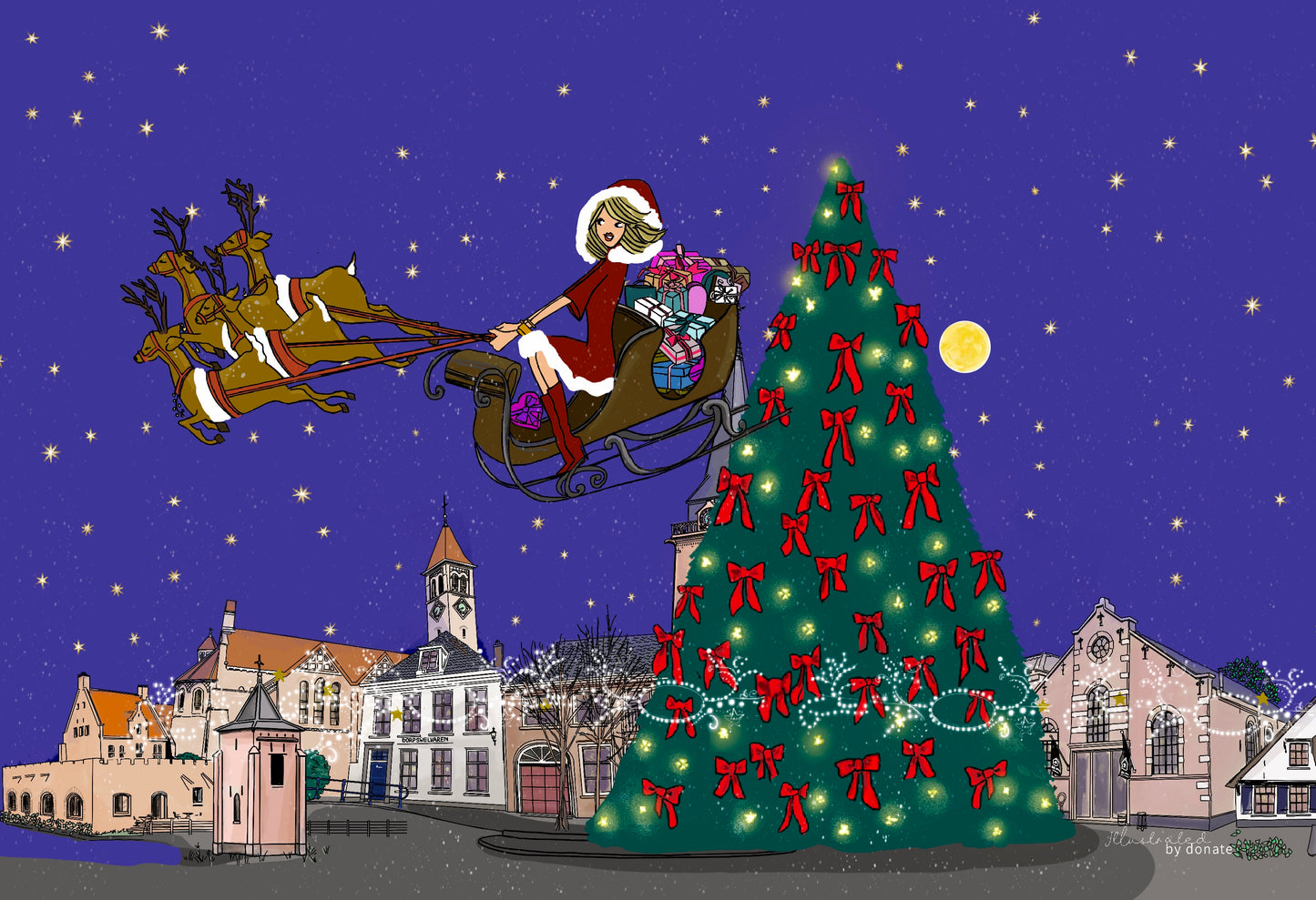 Set van 10 kerstkaarten inclusief envelop (ready for X-mas en skyline) (15x10cm)