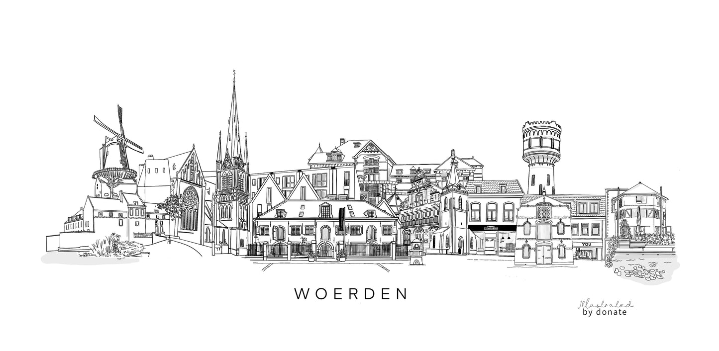 Poster skyline Woerden (50 cm x23 cm)