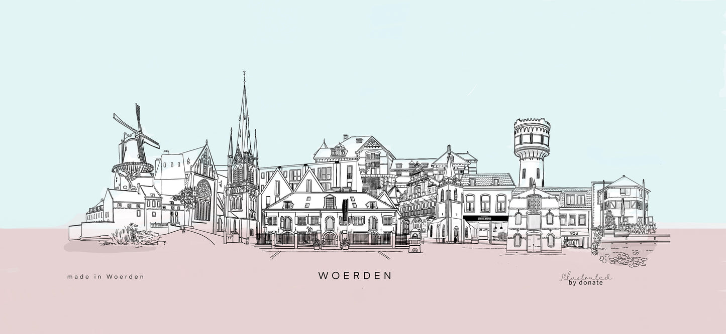 Panorama Woerden pastel kleur