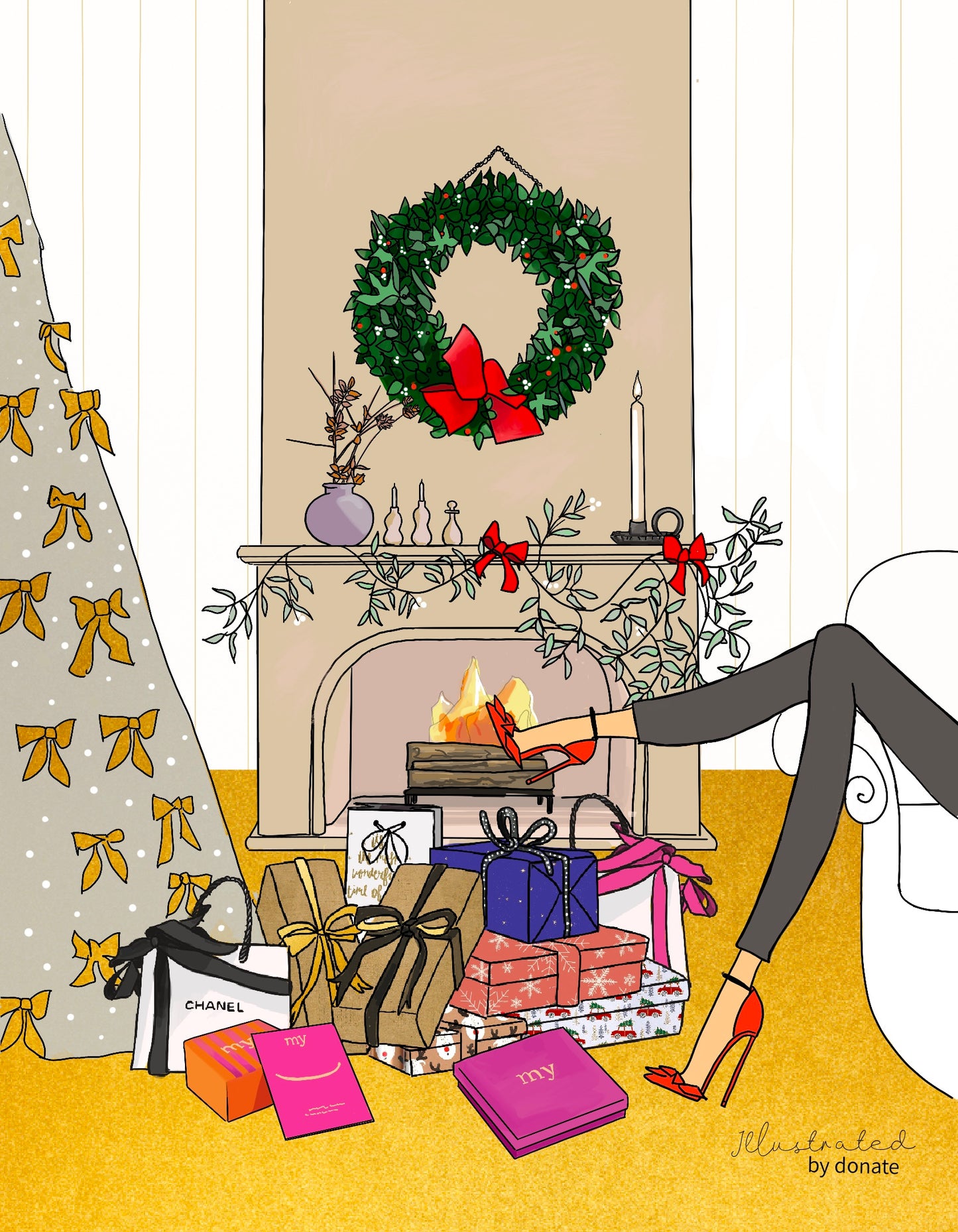 Set van 10 kerstkaarten inclusief envelop (ready for X-mas en skyline) (15x10cm)