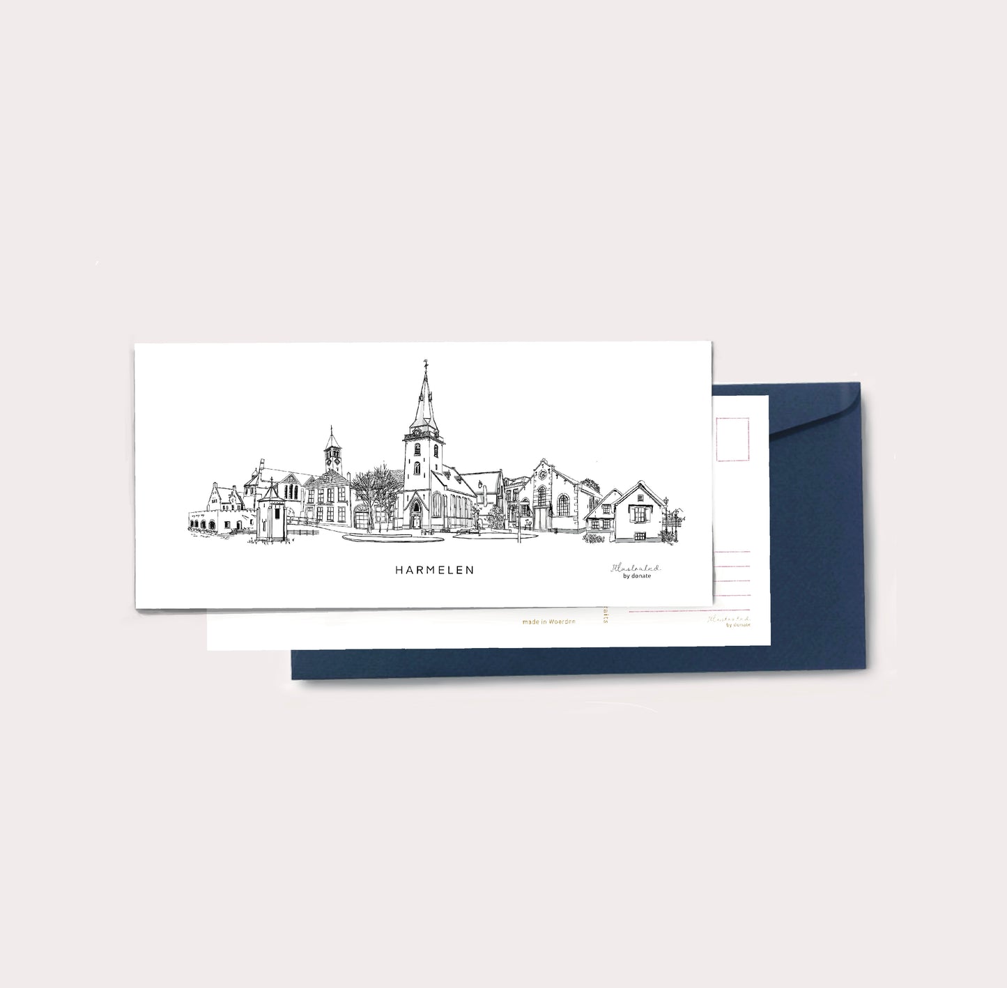 Panorama Harmelen zwart wit (21 cm x 9,8 cm)