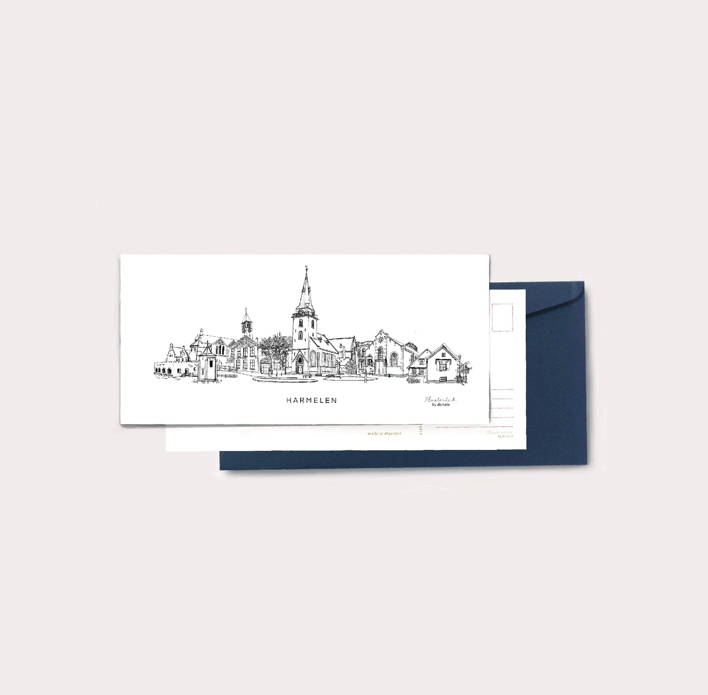 Panorama Harmelen zwart wit (21 cm x 9,8 cm)