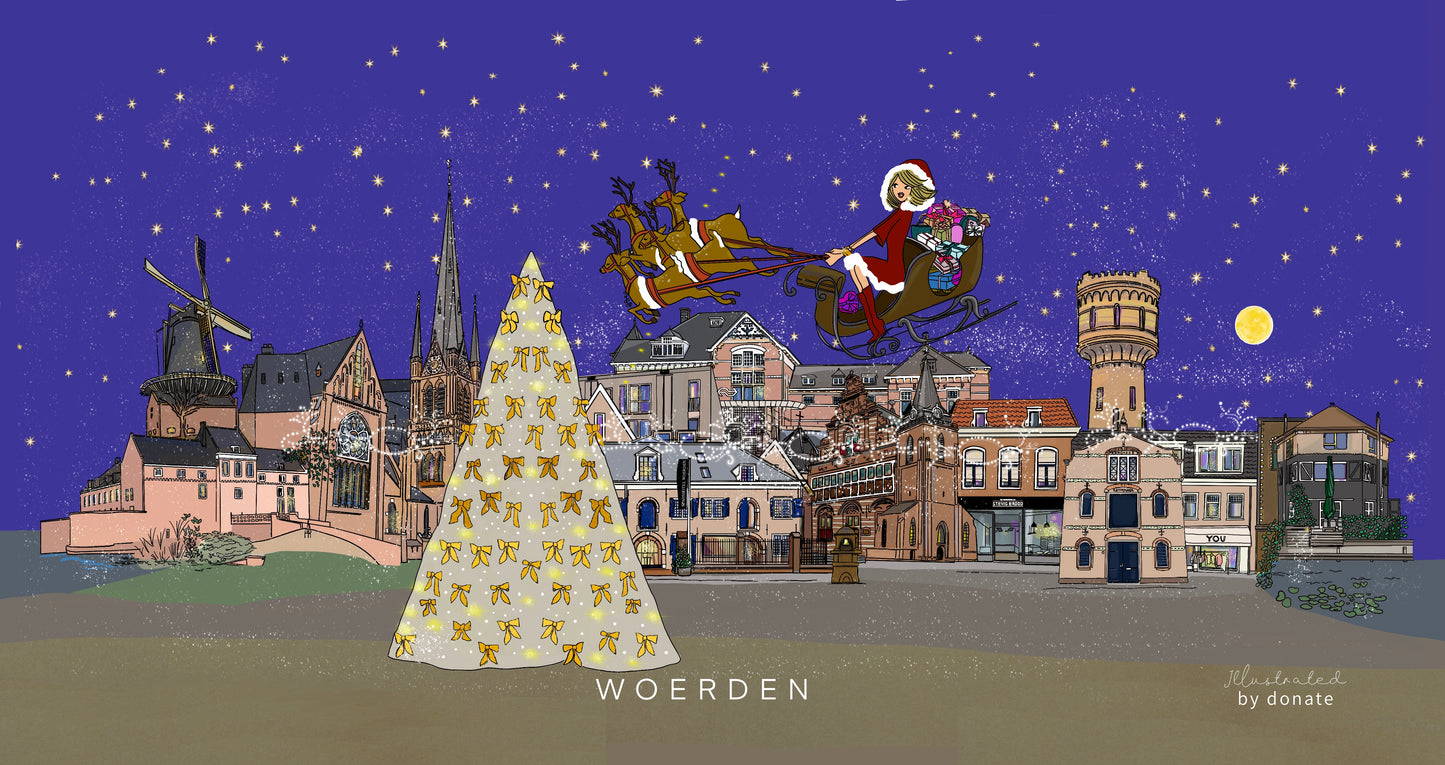 Panorama Woerden Kerstkaart (21 x 10,5 cm)