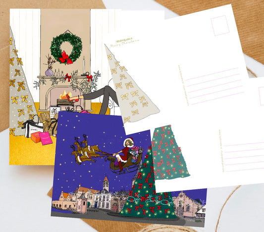 Set van 10 kerstkaarten inclusief envelop (ready for X-mas en skyline) (15x10cm)
